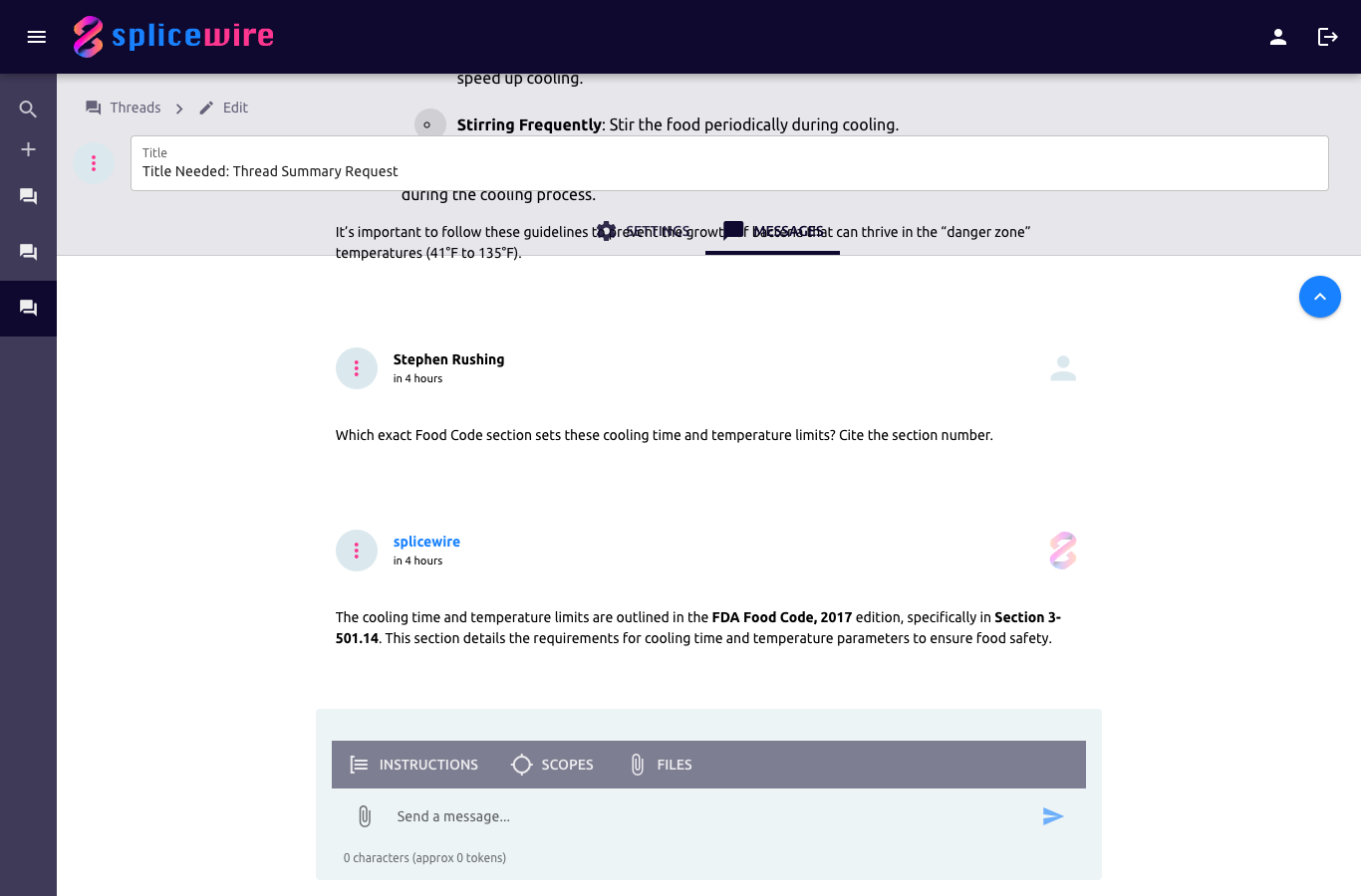 Splicewire answering a regulatory question with an exact citation